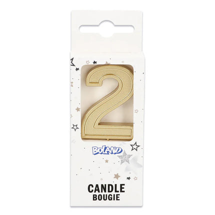 Petite bougie « Elegant '2' » dorée sur tige (3 x 4,2 x 0,7 cm)
