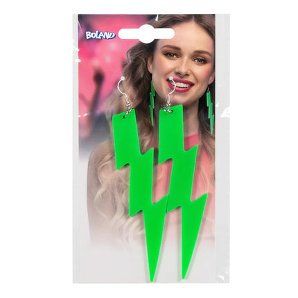 Paire de boucles d'oreilles Flash vert fluo UV