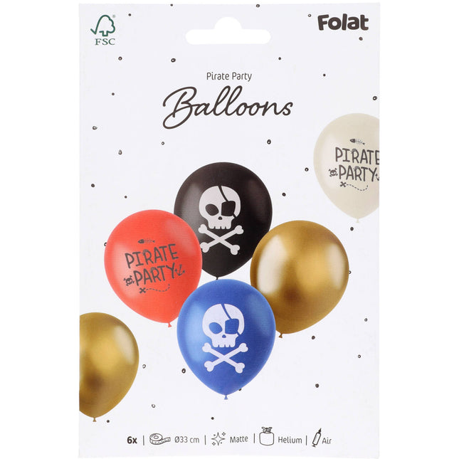 Ballons Pirate colorés 33cm 6pcs