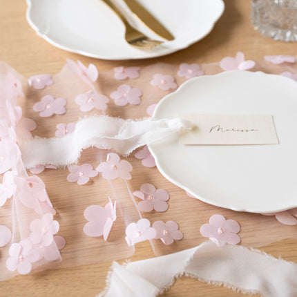 Chemin de table floral rose clair 5m