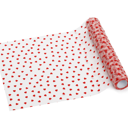 Chemin de table Coeur Tulle rouge 9m