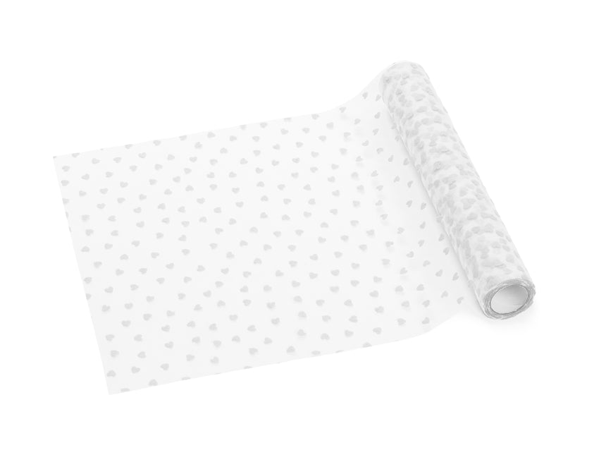 Chemin de table Coeur Tulle blanc 9m