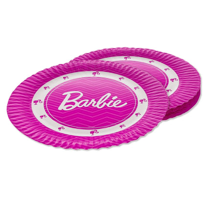 Assiettes Barbie roses 23 cm, lot de 8