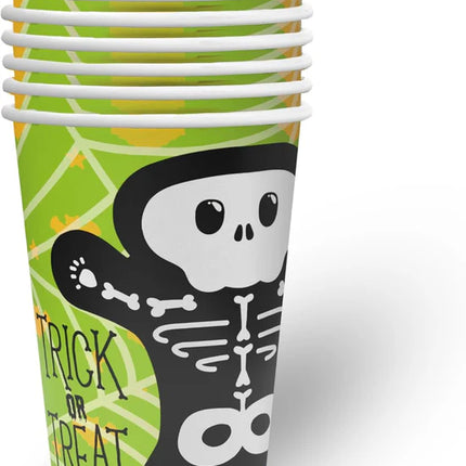 Gobelets d'Halloween verts « Trick or Treat » 250 ml, lot de 8