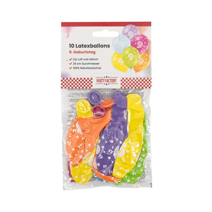 9 ans - Ballons colorés de 30 cm, lot de 10