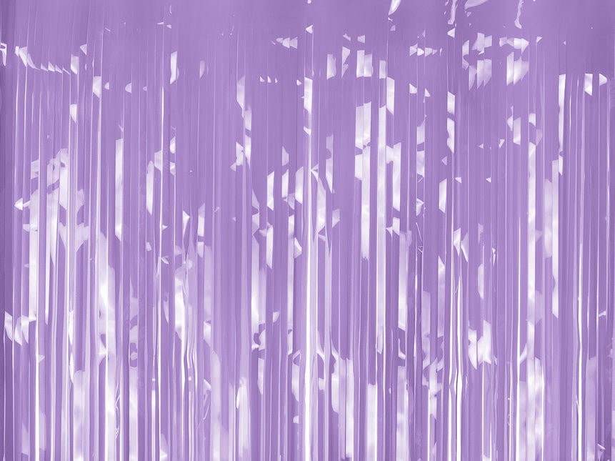 Rideau de porte violet à feuilles métalliques 2m