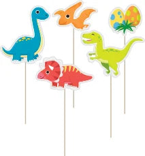 Piques à cocktail dinosaures colorés 12pcs