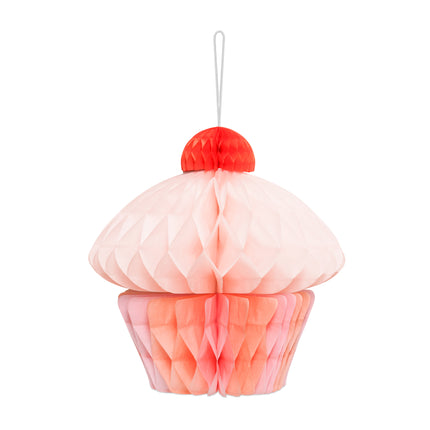 Cupcake nid d'abeille rose 20cm
