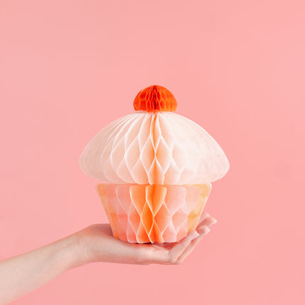 Cupcake nid d'abeille rose 20cm