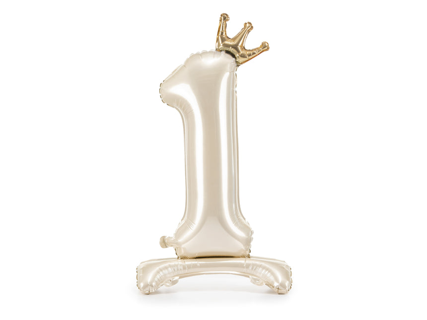 Ballon debout en papier d'aluminium numéro ''1'', 84 cm, crème claire