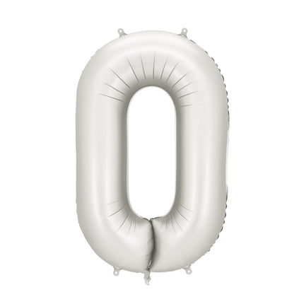 0 Year Figure Balloon Silver Satin Foil Empty 86cm