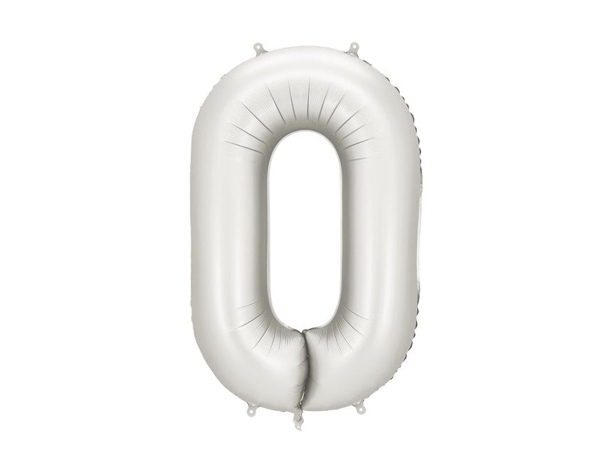 0 Year Figure Balloon Silver Satin Foil Empty 86cm