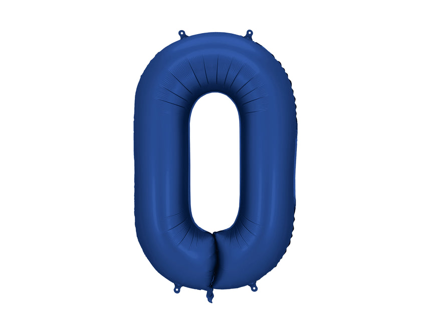 0 Year Figure Balloon Blue Satin Foil Empty 86cm