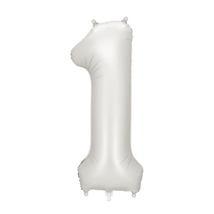 1 Year Figure Balloon Silver Satin Foil Empty 86cm