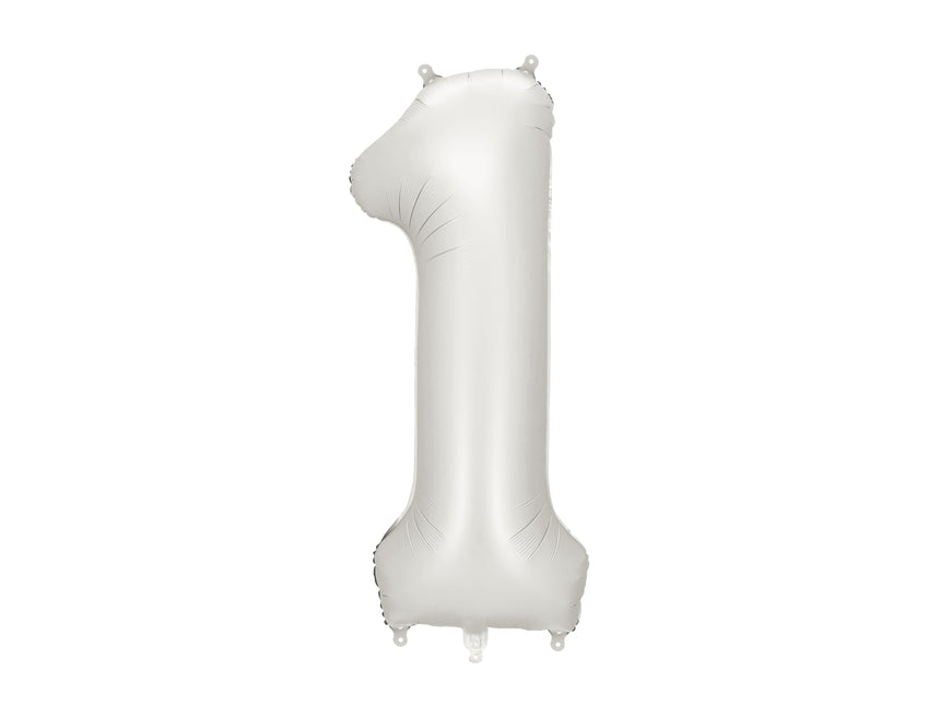 1 Year Figure Balloon Silver Satin Foil Empty 86cm