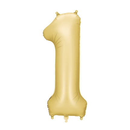 1 Year Figure Balloon Gold Satin Foil Empty 86cm