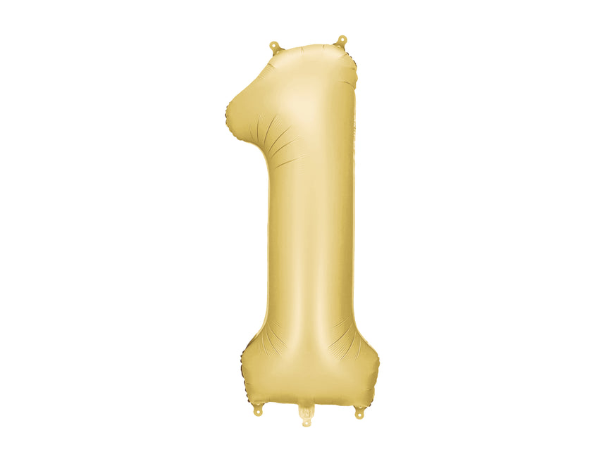 1 Year Figure Balloon Gold Satin Foil Empty 86cm