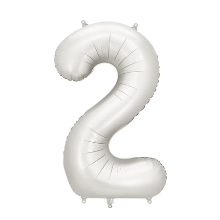 2 Year Figure Balloon Silver Satin Foil Empty 86cm