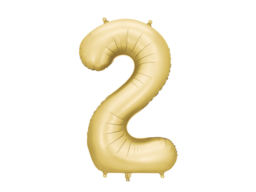 2 Year Figure Balloon Gold Satin Foil Empty 86cm