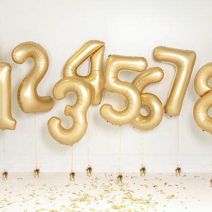 3 Year Figure Balloon Gold Satin Foil Empty 86cm