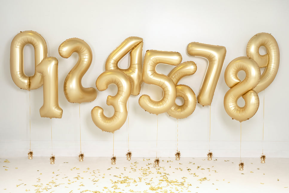 Ballon de baudruche Numéro '3', 86 cm, doré