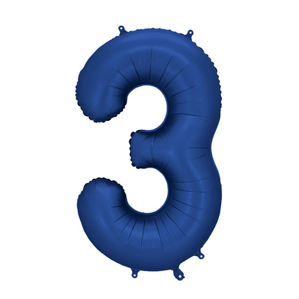Ballon de baudruche Numéro '3', 86cm, bleu marine