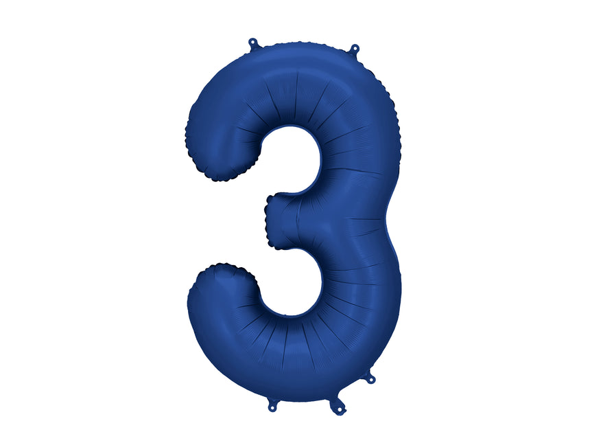 Ballon de baudruche Numéro '3', 86cm, bleu marine