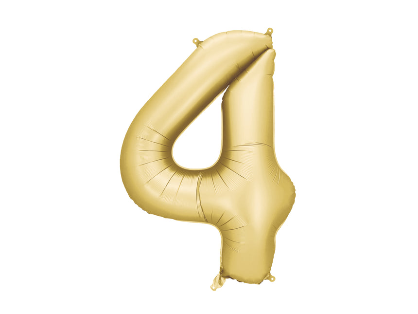 Ballon de baudruche Numéro '4', 86 cm, doré