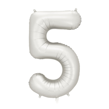 Ballon de 5 ans en papier d'aluminium argenté satiné vide 86 cm