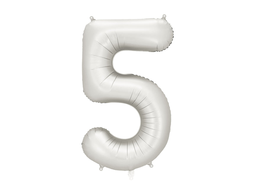 Ballon de 5 ans en papier d'aluminium argenté satiné vide 86 cm