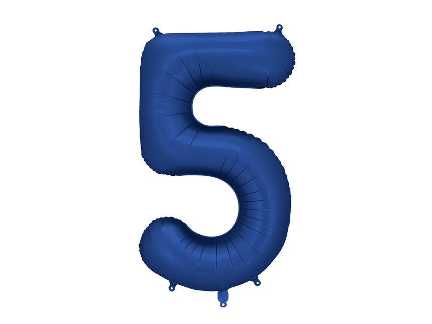 5 Year Figure Balloon Blue Satin Foil Empty 86cm