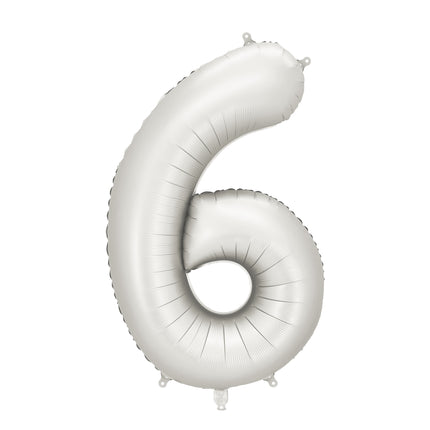 6 Year Figure Balloon Silver Satin Foil Empty 86cm