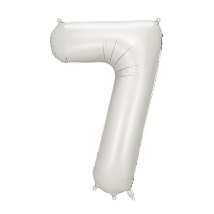7 Year Figure Balloon Silver Satin Foil Empty 86cm