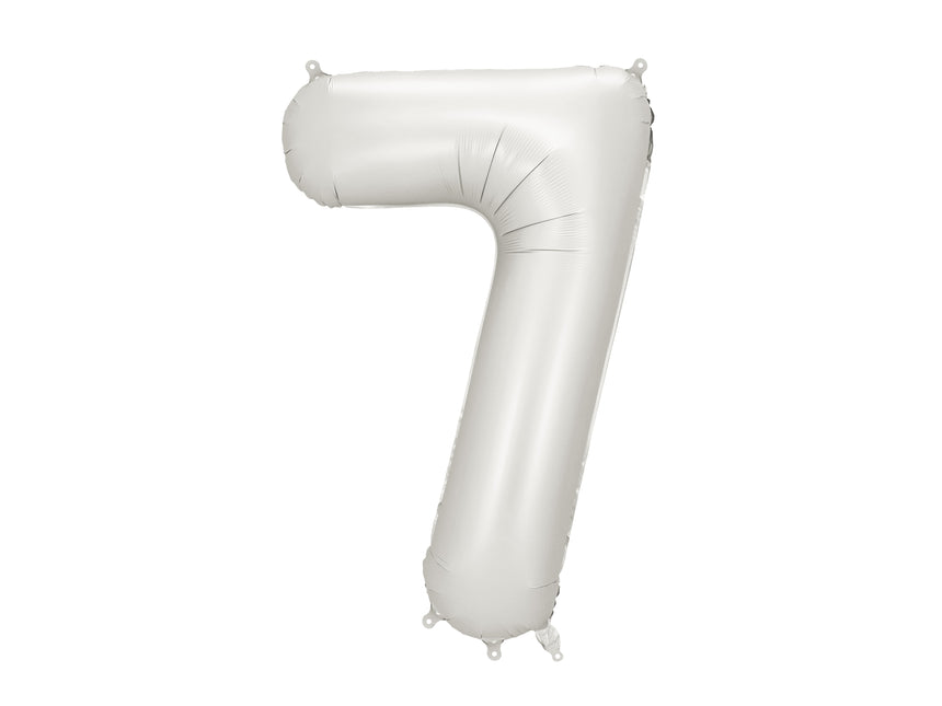 7 Year Figure Balloon Silver Satin Foil Empty 86cm