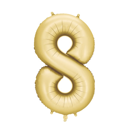 8 Year Figure Balloon Gold Satin Foil Empty 86cm