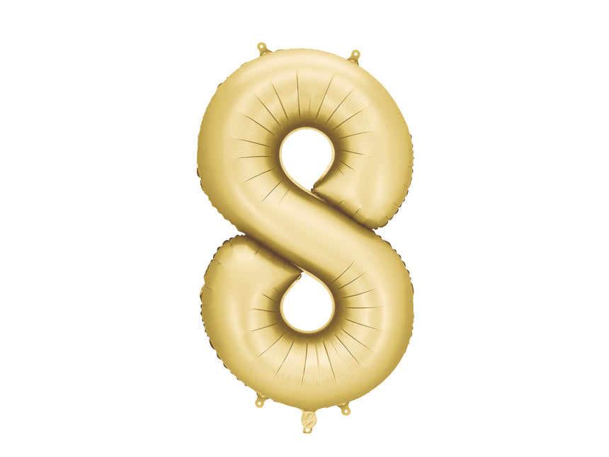 8 Year Figure Balloon Gold Satin Foil Empty 86cm
