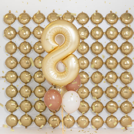 8 Year Figure Balloon Gold Satin Foil Empty 86cm