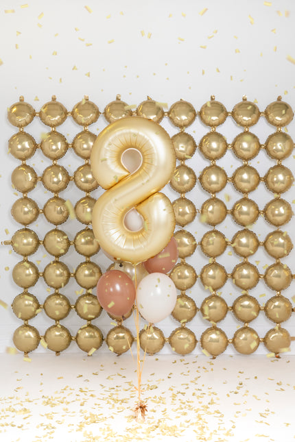 8 Year Figure Balloon Gold Satin Foil Empty 86cm