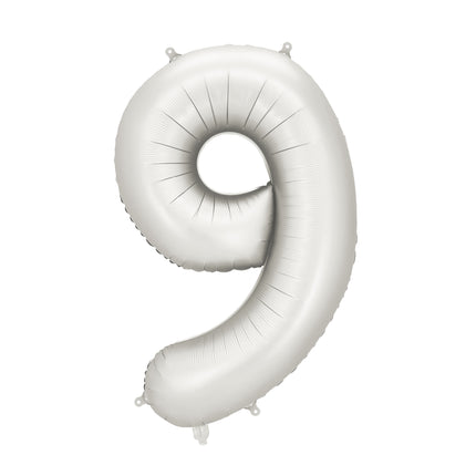 9 Year Figure Balloon Silver Satin Foil Empty 86cm