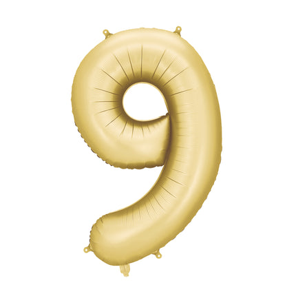 9 Year Figure Balloon Gold Satin Foil Empty 86cm