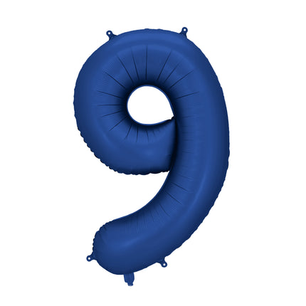 9 Year Figure Balloon Blue Satin Foil Empty 86cm