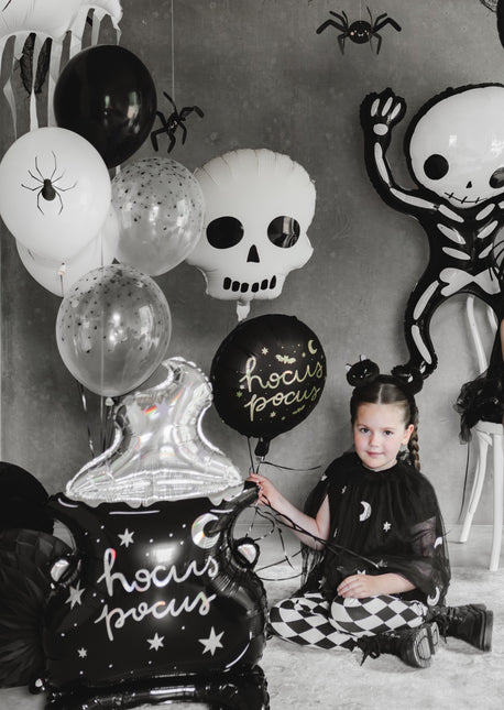 Halloween Ballon à hélium blanc noir tête de mort vide 41cm