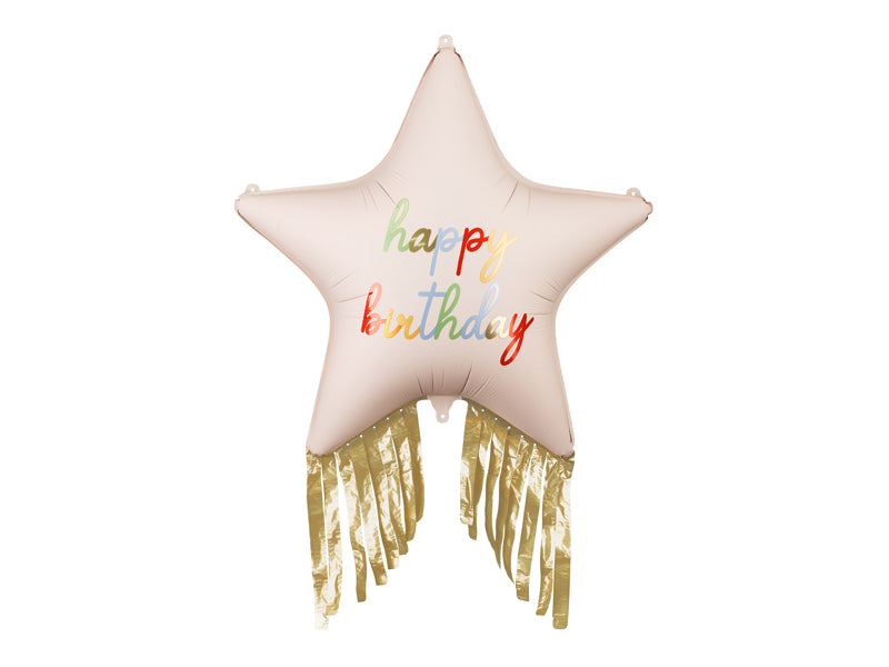 Bon anniversaire Ballon à l'hélium Étoile avec franges 72cm