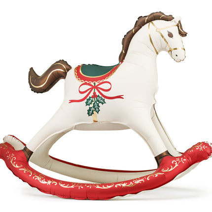 Ballon en aluminium Cheval à bascule de Noël, 118x104 cm, mélange