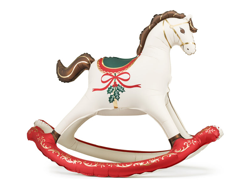 Ballon en aluminium Cheval à bascule de Noël, 118x104 cm, mélange