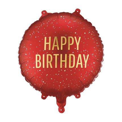 Ballon de baudruche rond Happy Birthday, 35x35 cm, rouge foncé Vide