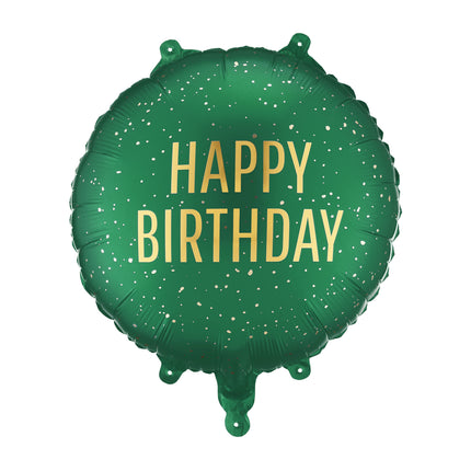 Ballon rond Happy Birthday, 35x35 cm, vert foncé