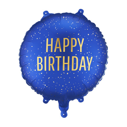 Ballon rond Happy Birthday, 35x35 cm, bleu marine