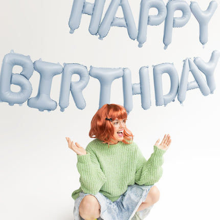 Ballon Lettre Joyeux Anniversaire Bleu 3.4m
