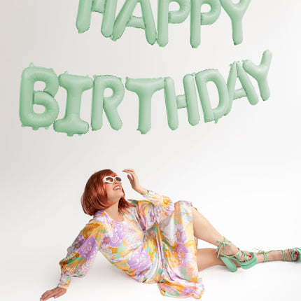 Ballon Lettre Joyeux Anniversaire Vert Menthe 3.4m